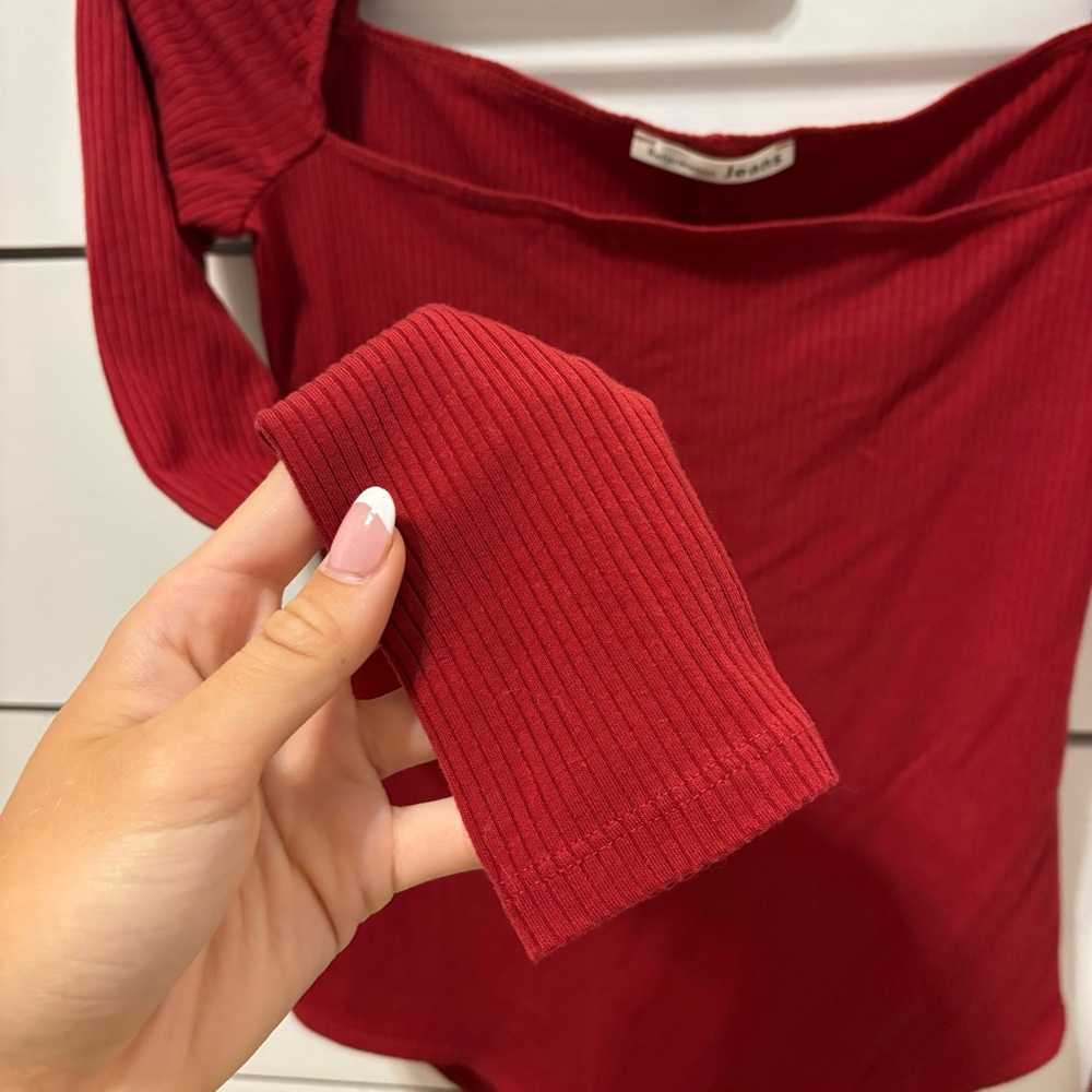 Reformation Red Square Neck Ribbed Bodysuit - Picture 6 of 7